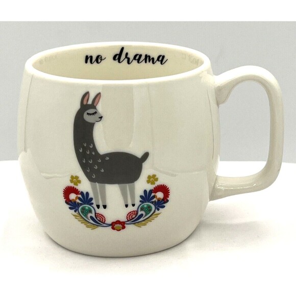 Opalhouse™ 17oz Stoneware Coffee Mug White No Drama Llama Ceramic Porcelain - Picture 3 of 15